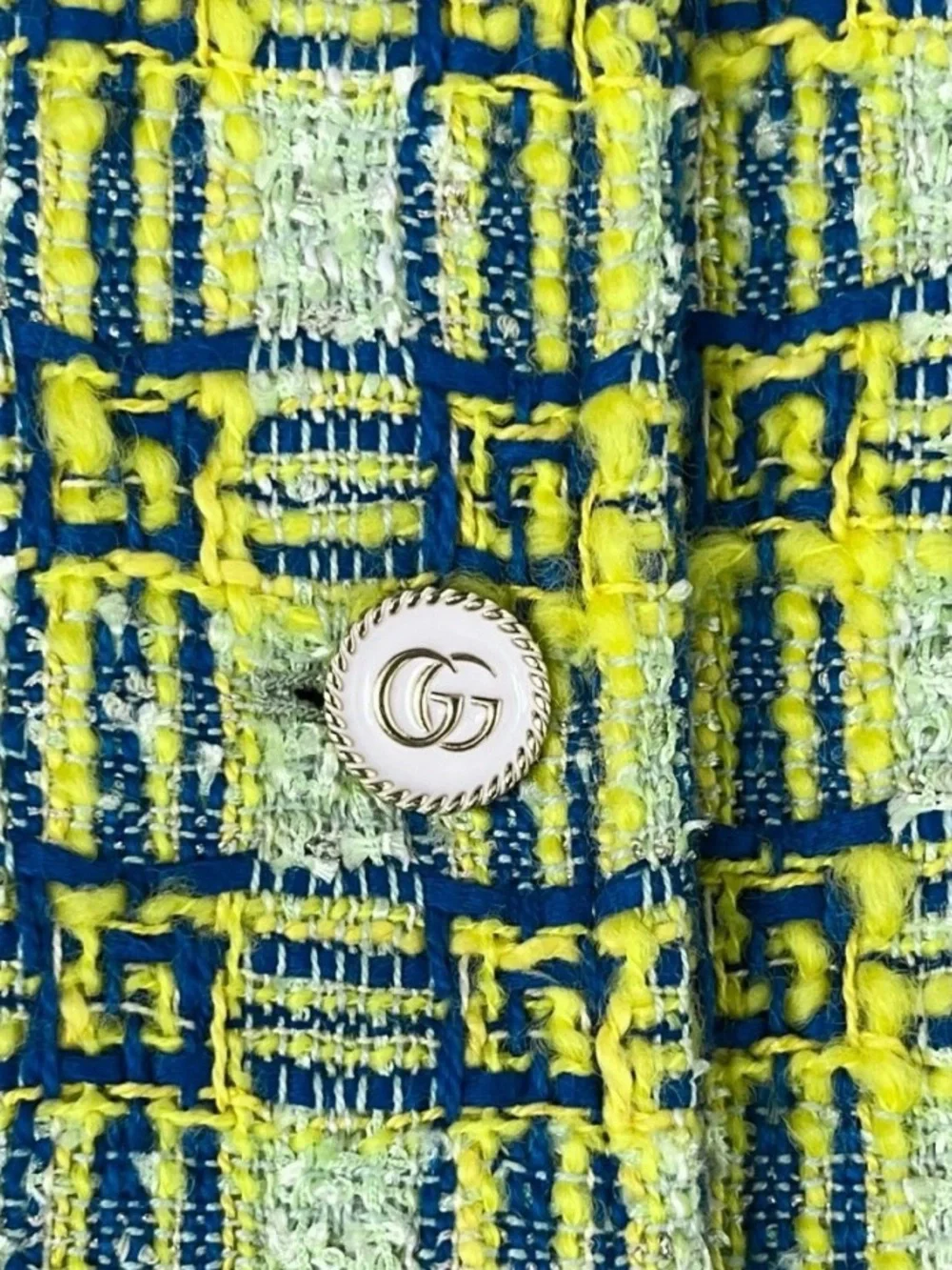 Authentic Gucci Yellow and Blue GG Plaid Bouclé Jacket - Picture 6 of 10